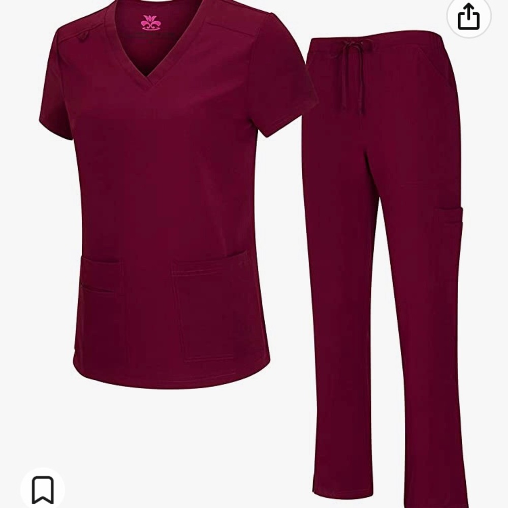 Natural Uniform Maroon Scrub Set